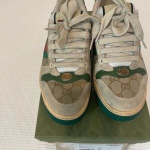Gucci Green Red and Beige Sneakers screener distressed sneaker 38